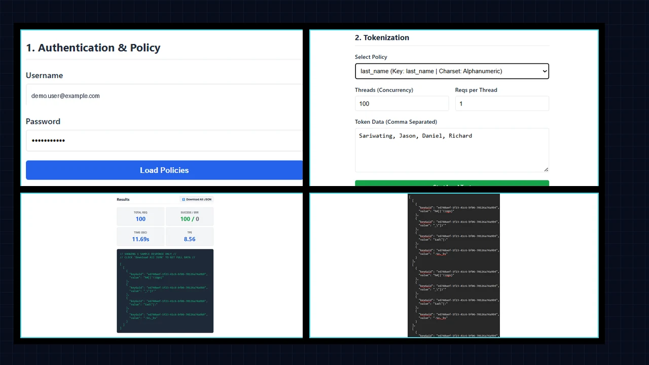 CSP Tokenization Tool & Load Tester interface preview