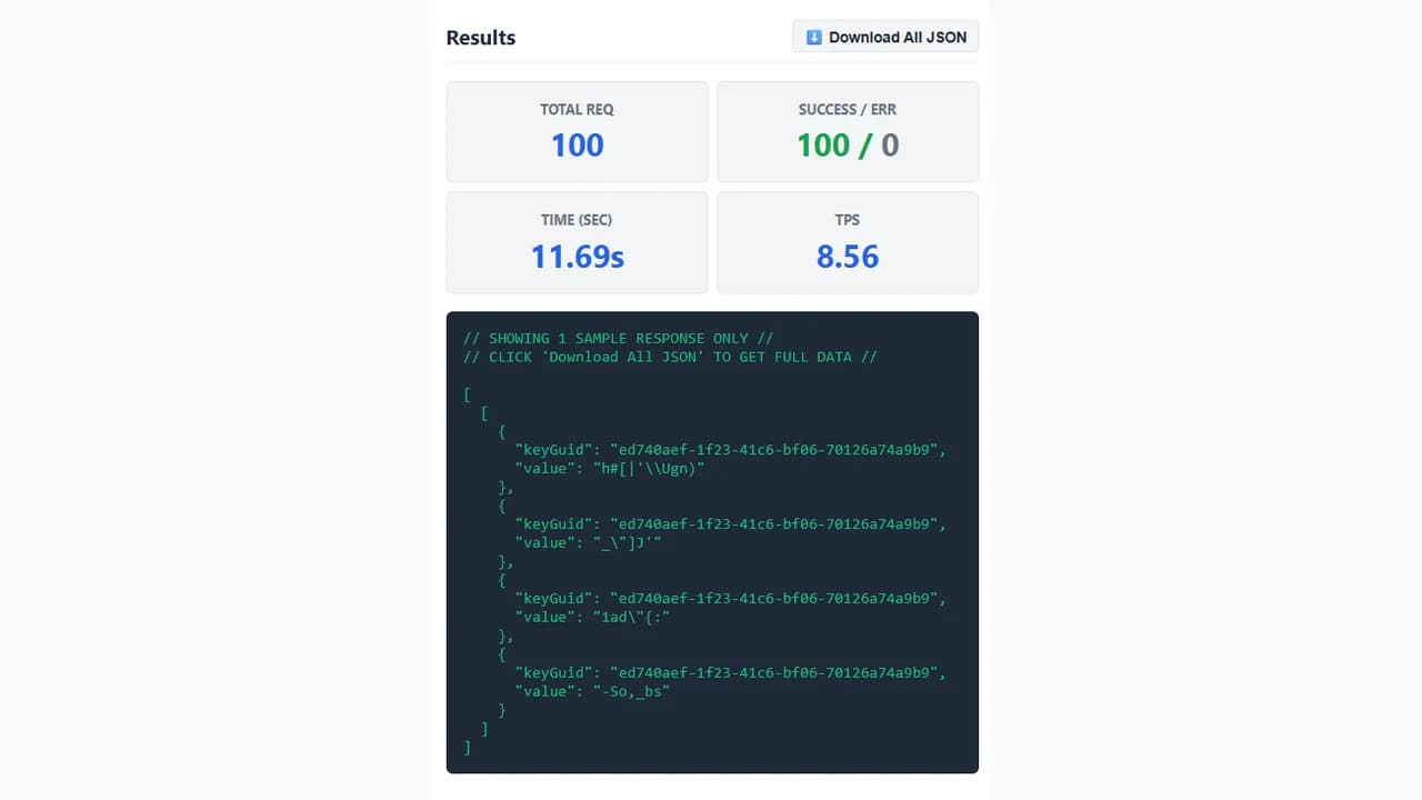 CSP Tokenization Tool & Load Tester interface capture